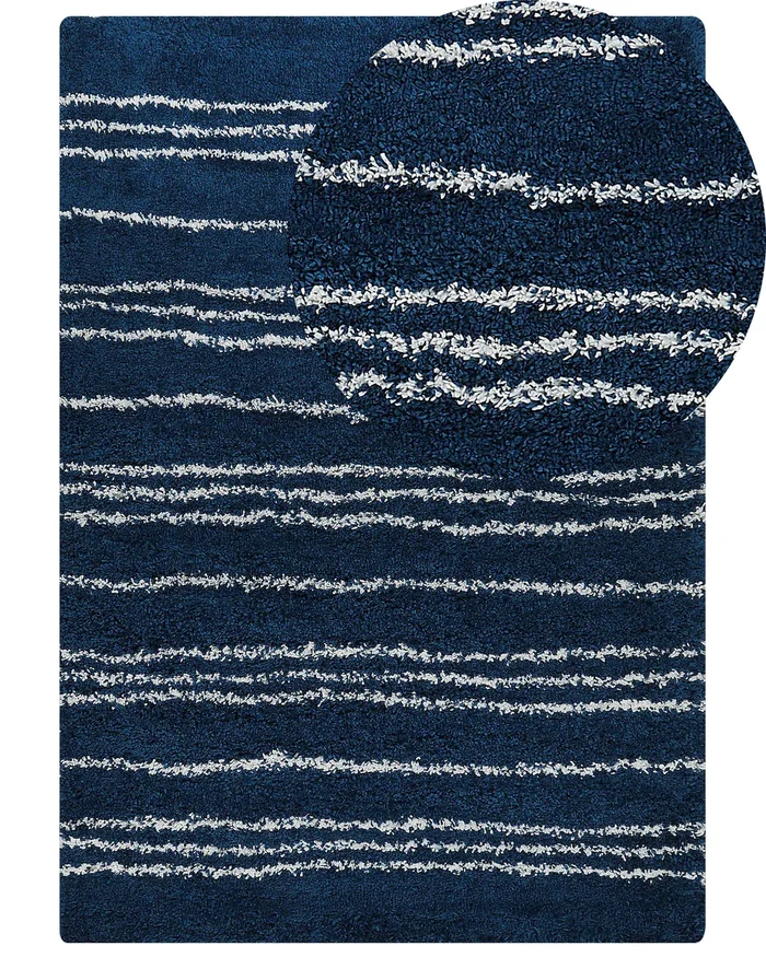 Alfombra de pelo largo TASHIR Azul 160 x 230 cm