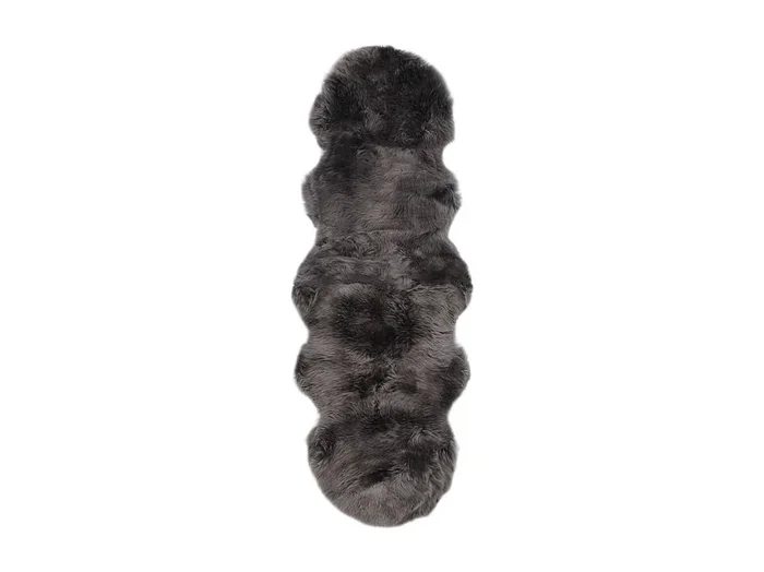 Alfombra de piel de oveja gris claro 60×180 cm