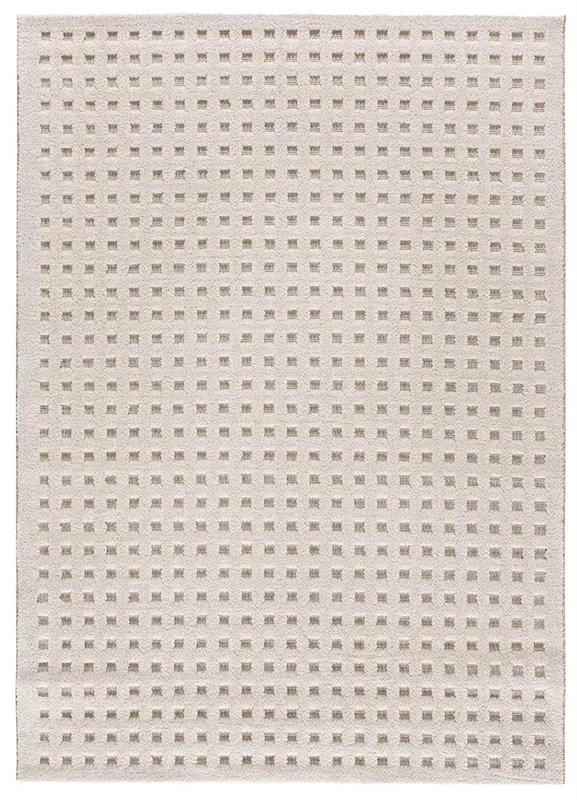 Alfombra diseño cuadros en relieve en blanco DIENA, 160×230 cm – ATTICGO