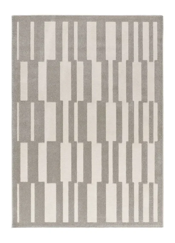 Alfombra geométrica con relieve gris / blanco BARESA, 160×230 cm – ATTICGO