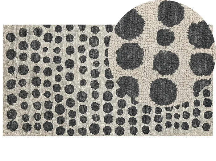 Alfombra HAVRAN Negro/Blanco 80 x 150 cm Lana