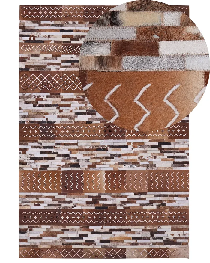 Alfombra HEREKLI Marrón 160 x 230 cm Piel