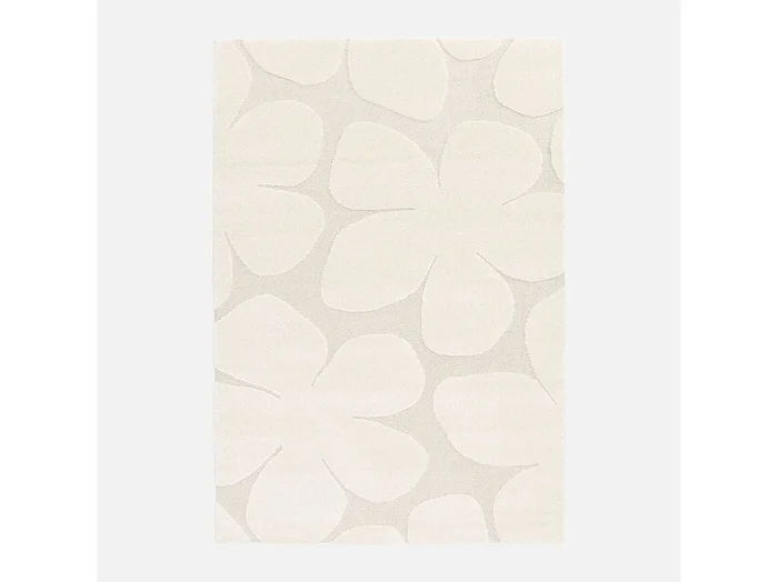 Alfombra interior shaggy diseño floral beige
