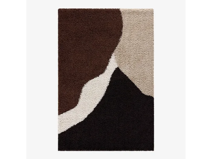 Alfombra interior shaggy motivos geométricos beige, marrón, negro