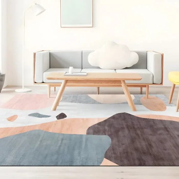 Alfombra Lavable de Polipropileno Estilo Nórdico Tapiz Multicolor con Patrón Geométrico para Sala de Estar – Marrón 180 x 250 cm