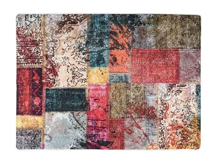 Alfombra lavable patchwork antideslizante multicolor 120×180 cm