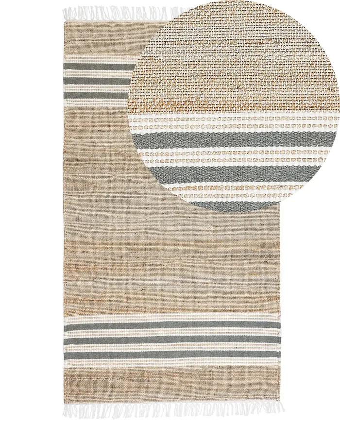 Alfombra MIRZA Gris 80 x 150 cm Yute