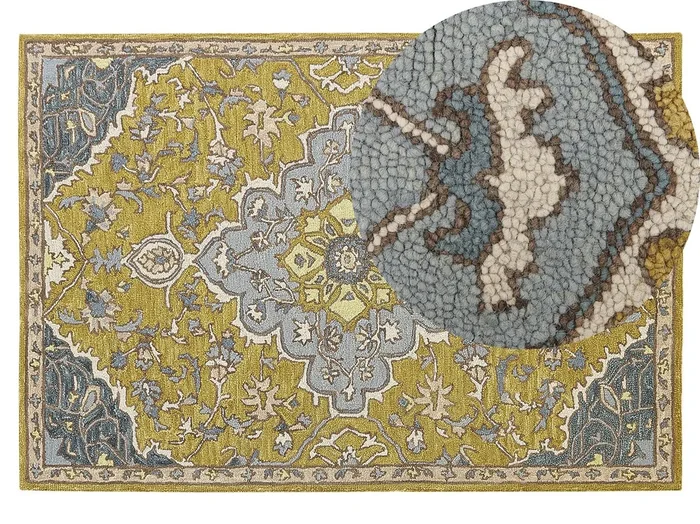 Alfombra MUCUR Amarillo 140 x 200 cm Lana