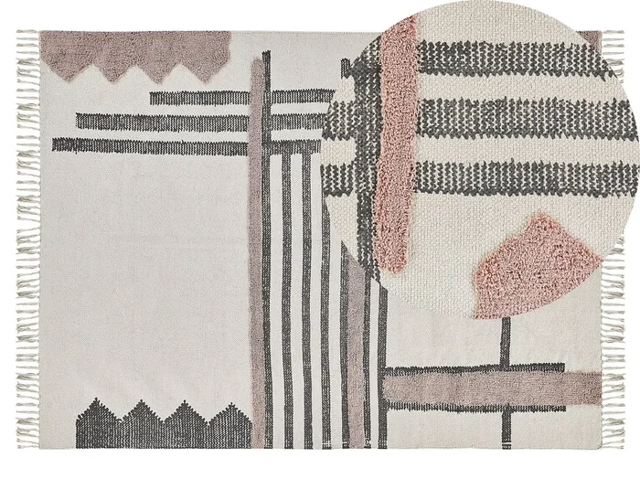 Alfombra MURADIYE Beige 140 x 200 cm Algodón