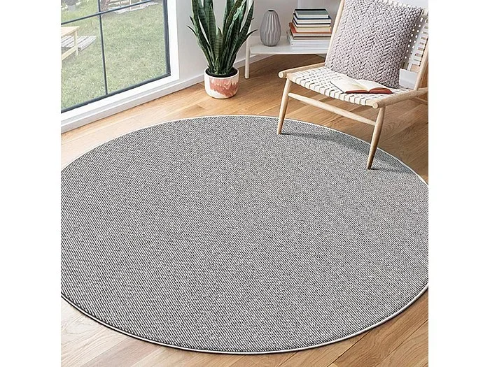Alfombra Natal moderna uni, antimanchas, Gris, 80 cm redondo