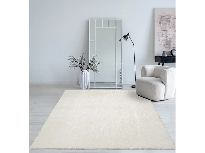 Alfombra pelo corto lavable antideslizante – Crema – 60 x 110 cm – RELAX