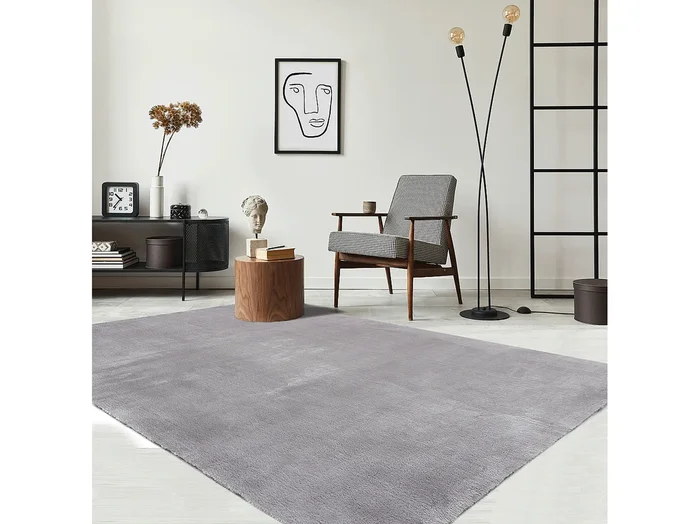 Alfombra pelo corto lavable antideslizante – Gris – 60 x 110 cm – RELAX