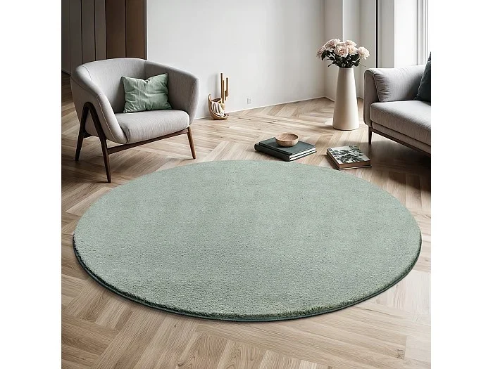 Alfombra pelo corto lavable antideslizante – Verde – 200 cm Redondo – RELAX