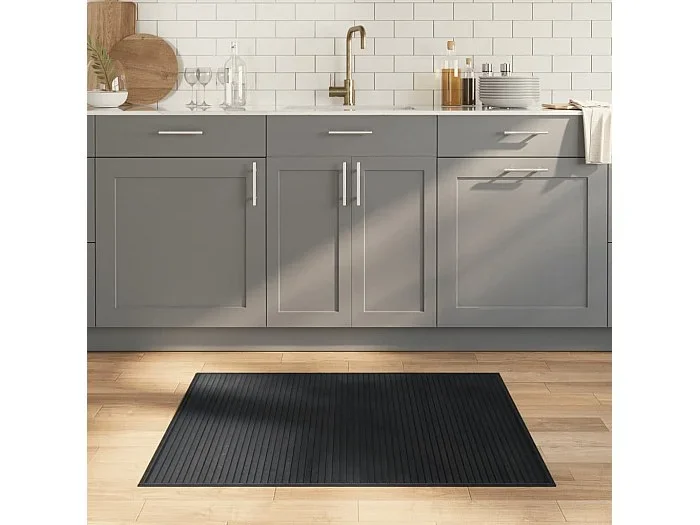 Alfombra rectangular bambú gris 80×100 cm