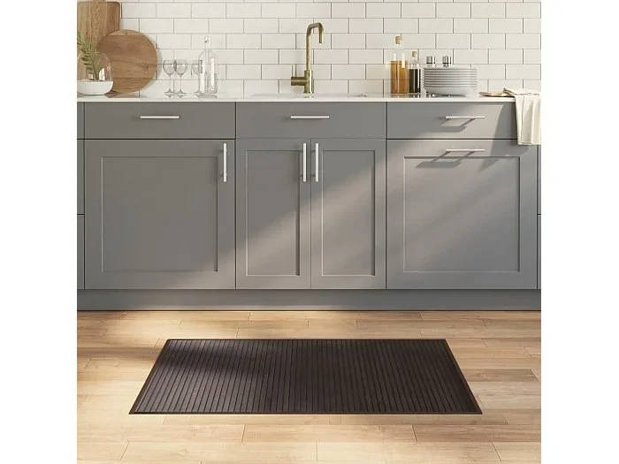 Alfombra rectangular bambú marrón oscuro 60×100 cm
