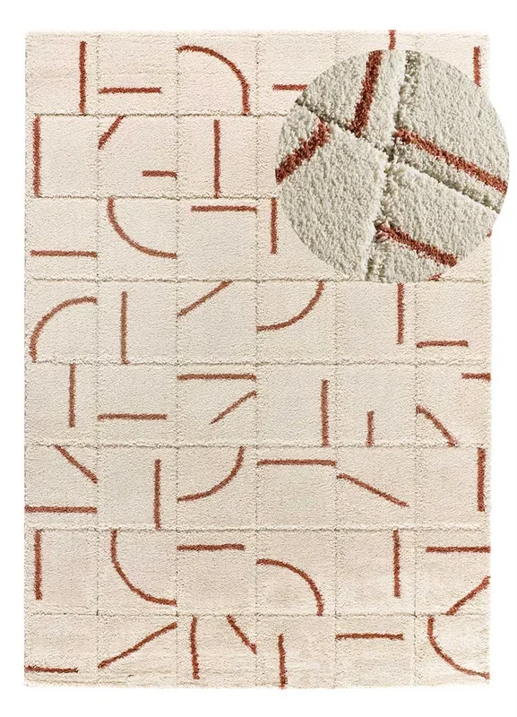 Alfombra shaggy geométrica con relieve caldera BRENDA, 133×190 cm – ATTICGO