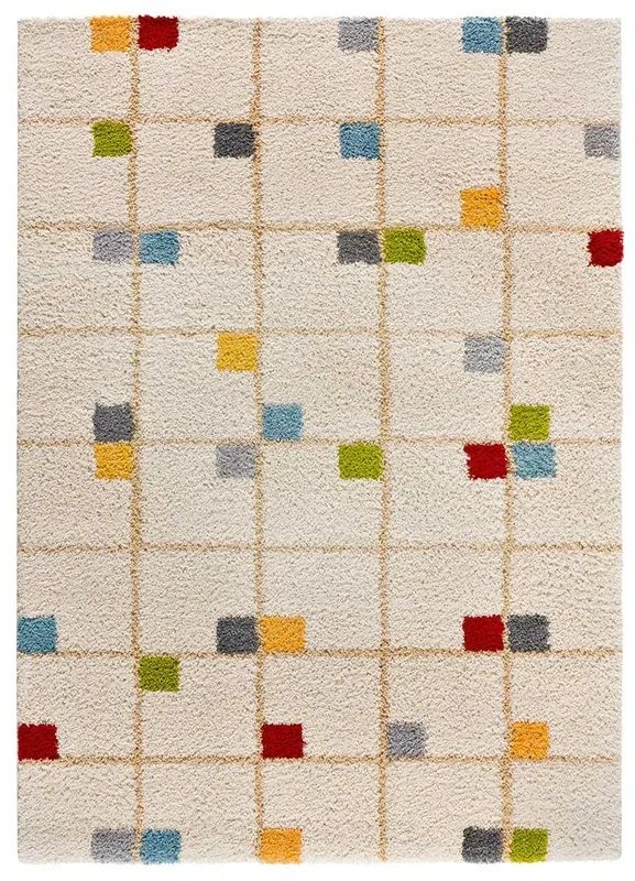 Alfombra shaggy geométrica multicolor BREMEN, 80×150 cm – ATTICGO