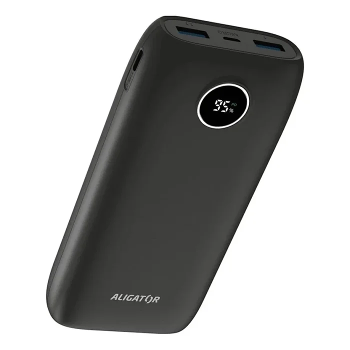 Aligator PBPD20BK – Batería externa con pantalla LCD, Power Delivery, 20000 mAh/20W/3,7V, negra