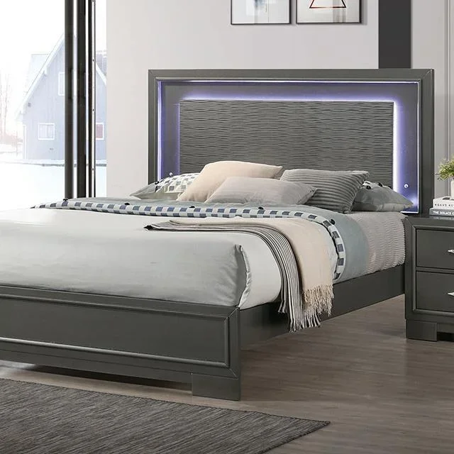 Alison Metallic Gray King Bed