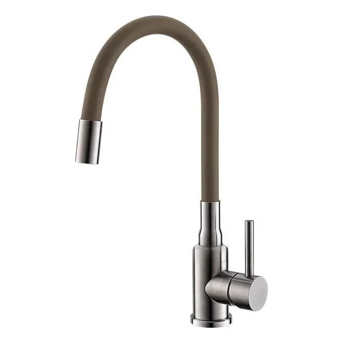 ALVEUS 1144428 – Grifo de fregadero con brazo flexible MINTAS 34 cm latón/cromo brillante/beige