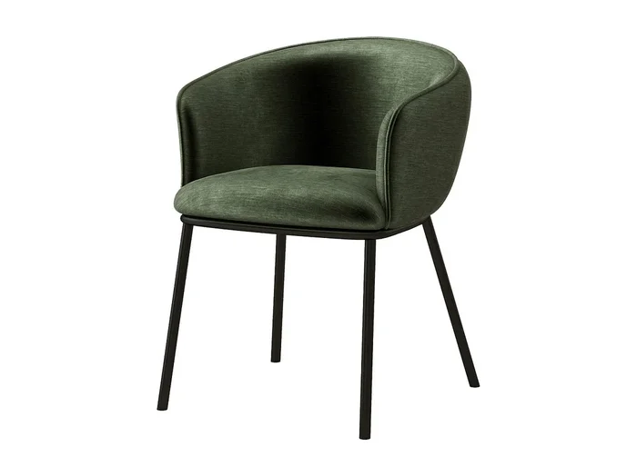 ALVIN-Silla de mesa de tela verde y metal negro