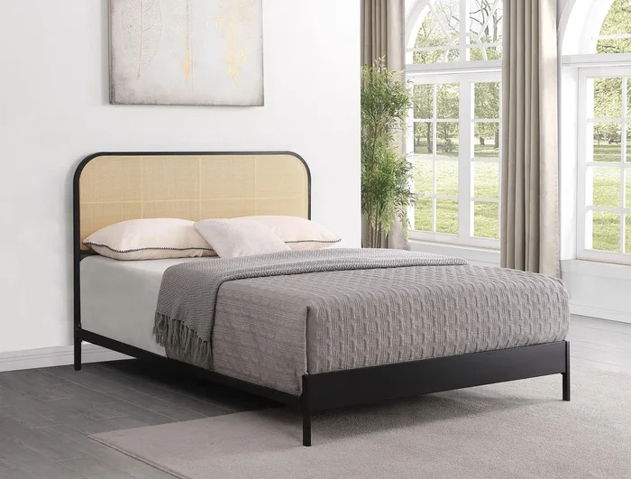 Amherst Black Radio Weave Rattan Metal Queen Bed