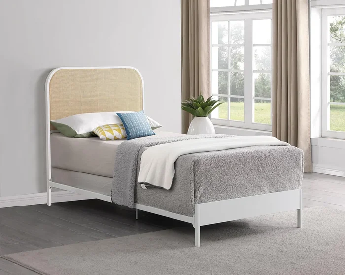 Amherst White Radio Weave Rattan Metal Twin Bed