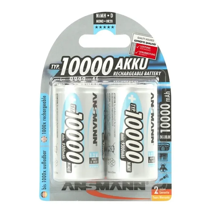 Ansmann 06549 Mono D – 2pz Batería recargable D NiMH/1,2V/1000mAh