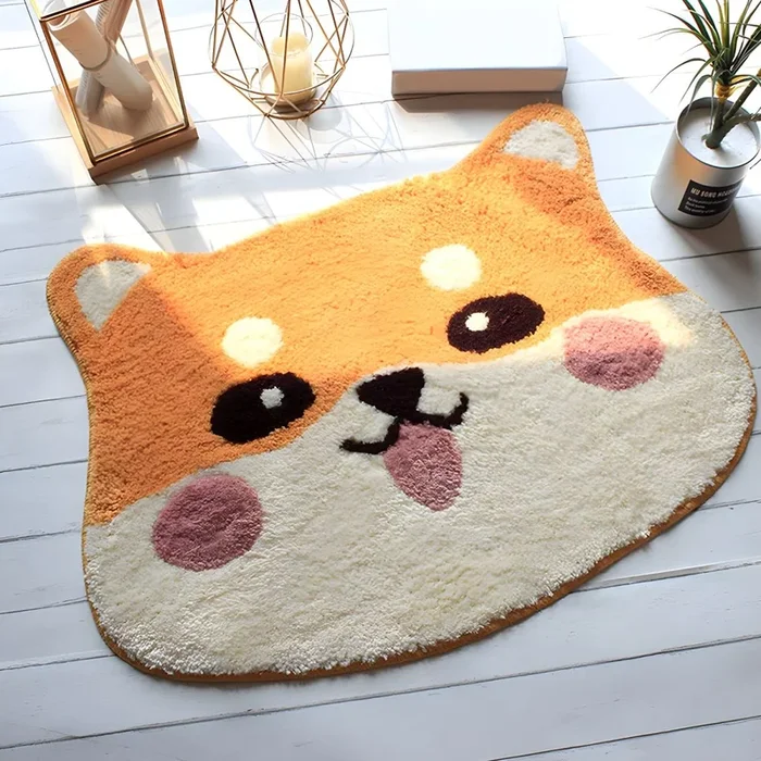 Antideslizante Alfombra Irregular con Patrón de Animal Tapete Infantil de Fibra Superfina Antideslizante para Interior – Amarillo 58 x 75 cm