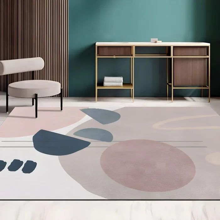 Antideslizante Alfombra Nórdica de Fibra Sintética Multicolor Tapiz con Dibujo Geométrico para Sala de Estar – Marrón claro 80 x 160 cm