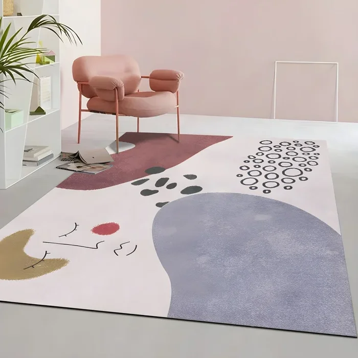 Antideslizante Alfombra Nórdica de Fibra Sintética Multicolor Tapiz con Dibujo Geométrico para Sala de Estar – Gris 80 x 160 cm