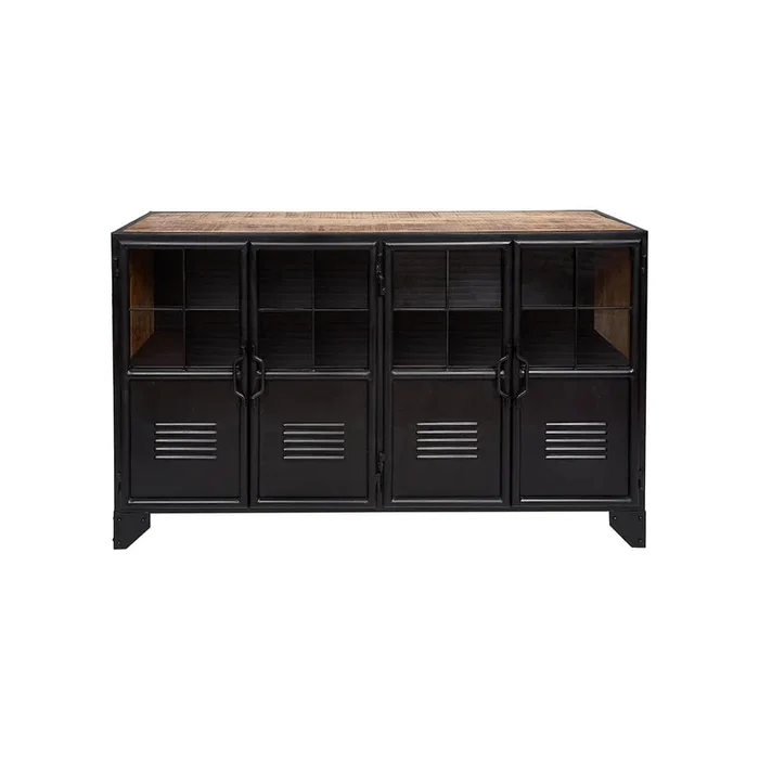 Aparador vintage acero negro y madera Oil Vintahome