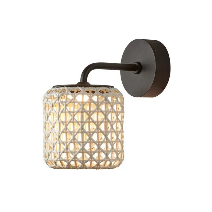 Aplique de exterior Bover Nans A LED, beige, Ø 16,7cm