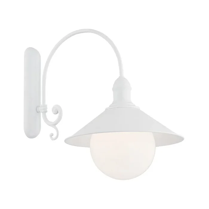 Aplique de exterior Enduro, blanco, acero, vidrio, IP44, E27