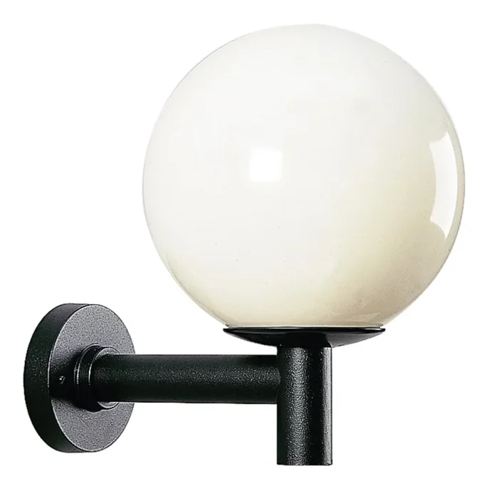 Aplique de exterior, globo, plástico, Ø 35 cm, negro
