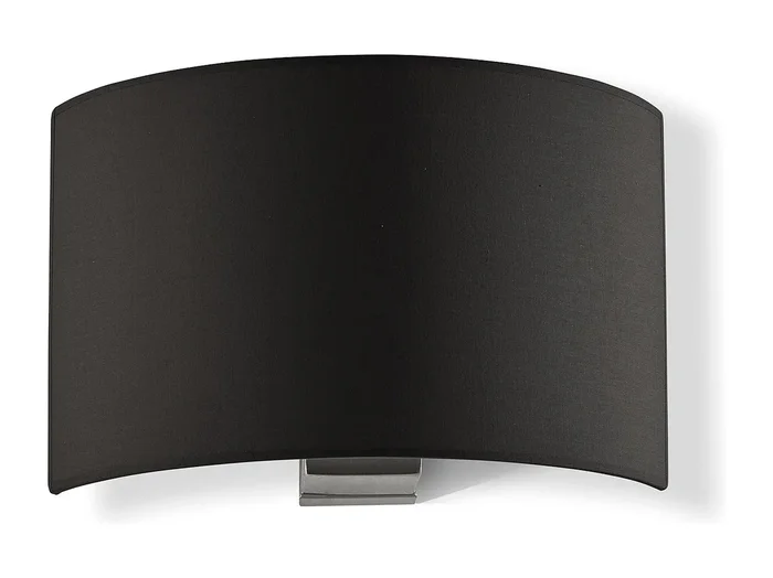 Aplique de pared Amsterdam de estilo clásco- Alt. 21 cm – interior- acero y niquel satinado- pantalla cinta plisada negra- E27 Ø45 Máx. 40W- IP20