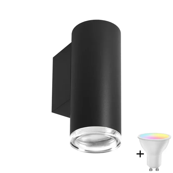 Aplique de pared para baño LED RGBW regulable TURYN 1xGU10/6,5W/230V 2700-6500K Wi-Fi IP44 negro