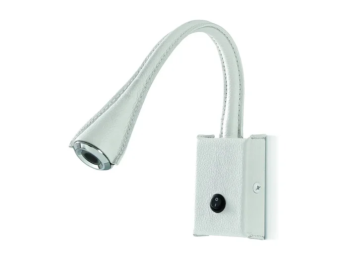 Aplique lector Skin estilo moderno – uso interior- acero y piel blanca – LED SMD 2W- 3.000K- 180º grados- on/off- IP20