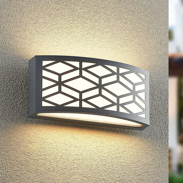 Aplique LED para exterior Lindby Jakari, angular, estampado