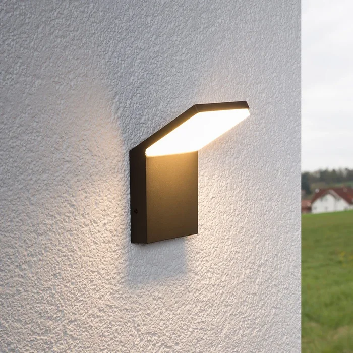 Aplique LED para exterior Lucande Nevio, 17 cm, antracita, aluminio
