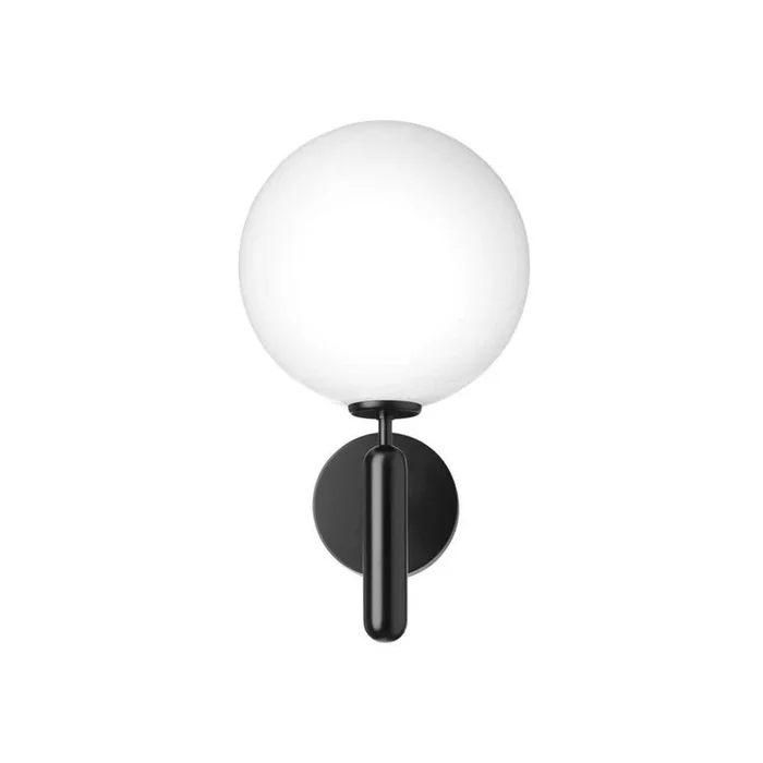 Aplique para exterior Nuura Miira, Ø 20 cm, negro/ópalo