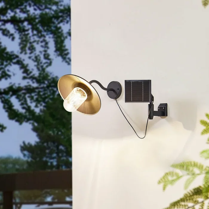 Aplique solar LED Lindby Virane, negro, aluminio