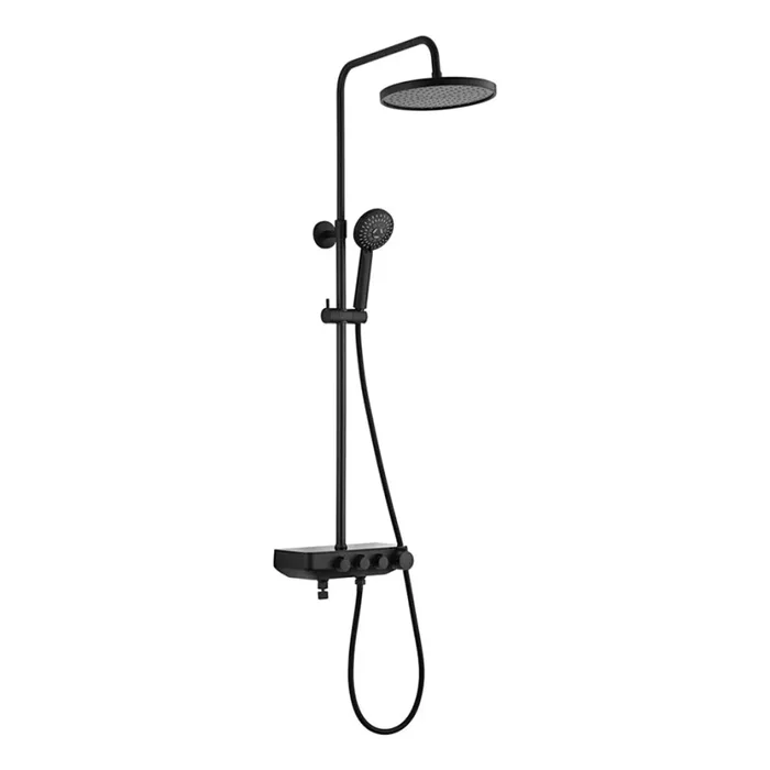 Aqualine – Conjunto de ducha con grifo y mini grifo adicional FARRAO mate negro