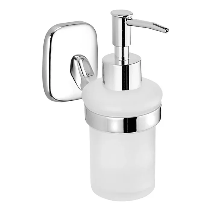 Aqualine – Dispensador de jabón de pared RUMBA 160 mm blanco leche tarros/cromo brillante