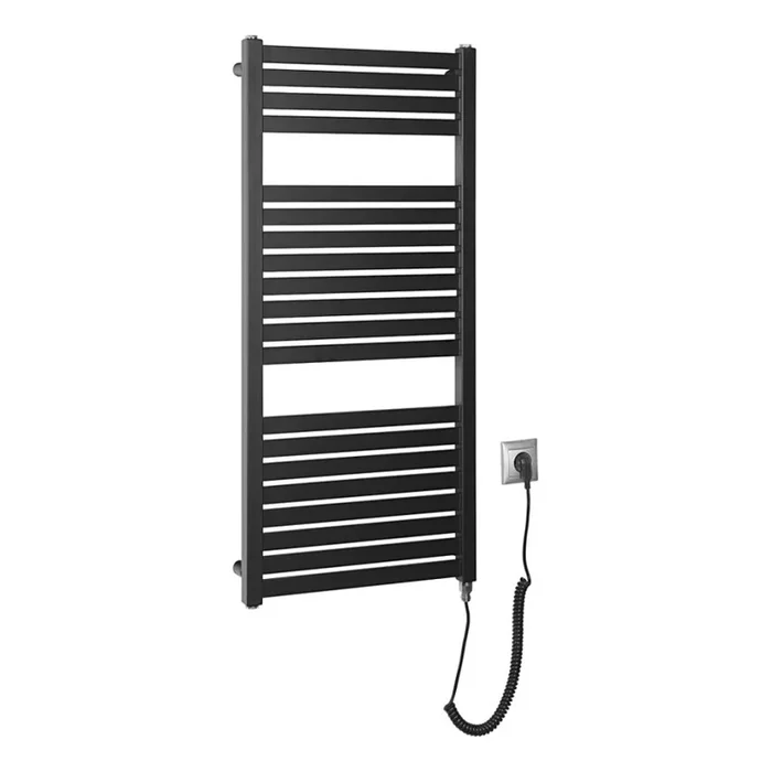 Aqualine – Radiador eléctrico de baño TONDI-E 300W/230V 97 cm negro mate recto