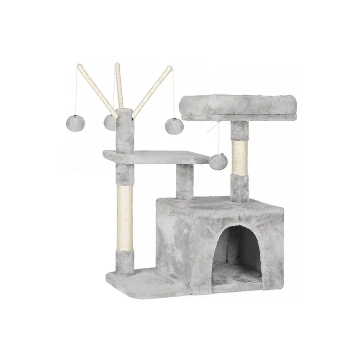 Árbol de Gato de Felpa Gris Claro-Feandrea