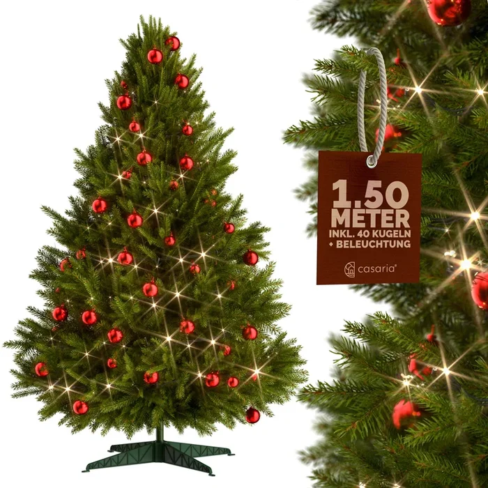 Árbol de Navidad desplegable 150 cm con adornos