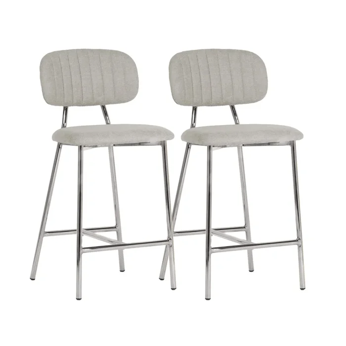 Ariana Grey Counter Stool with Silver Legs – Set of 2