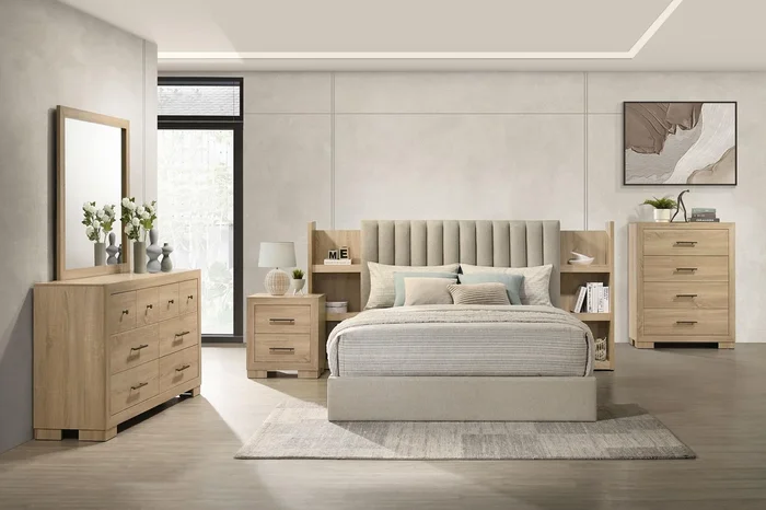 Arielle Light Oak 5-Piece Queen Bedroom Set