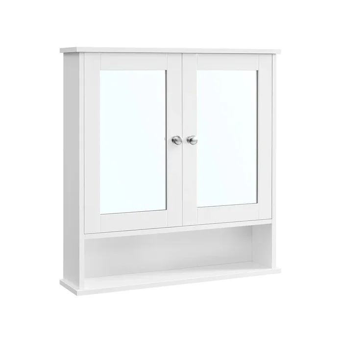 Armario con Espejo 15 x 65 x 75 cm Blanco-VASAGLE